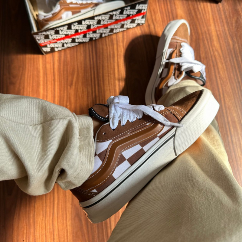 TÊNIS Vans KNU- caramelo xadrez