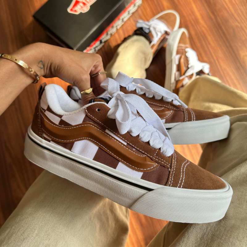 TÊNIS Vans KNU- caramelo xadrez